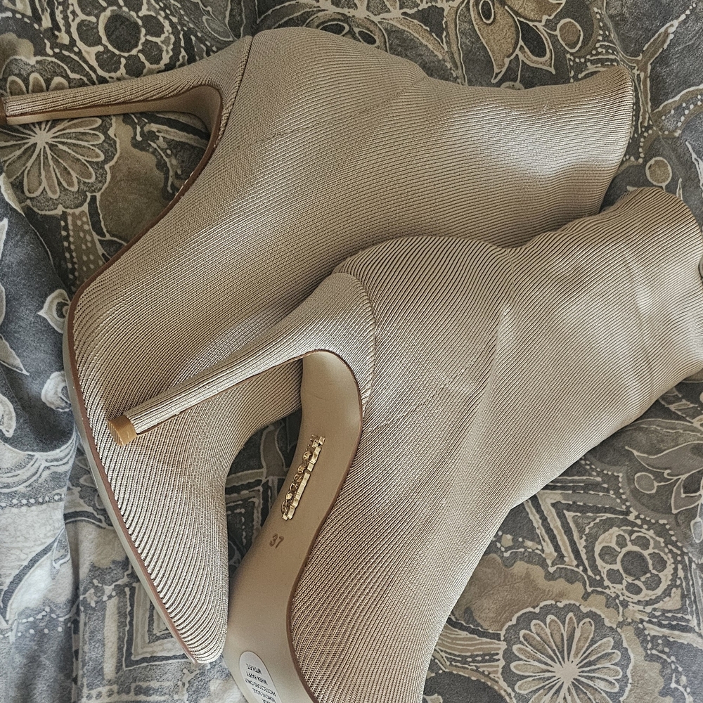 Elegant Beige Stiletto Ankle Boots